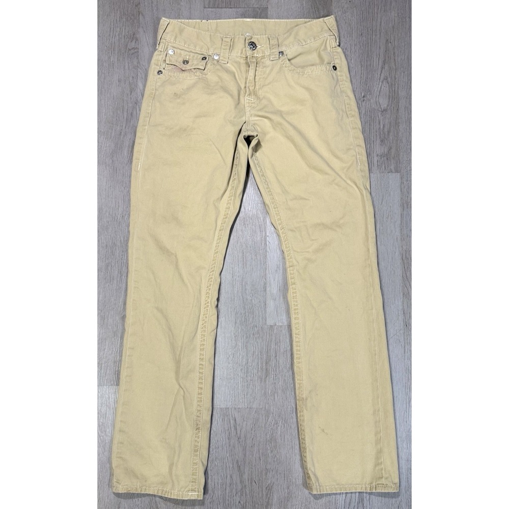 Vintage True Religion Straight Khaki Pants Men's 32 (32x32) White Stitch Y2K
